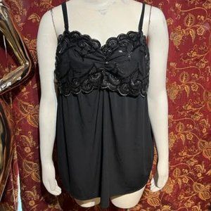 Black Mesh Sequin Cami